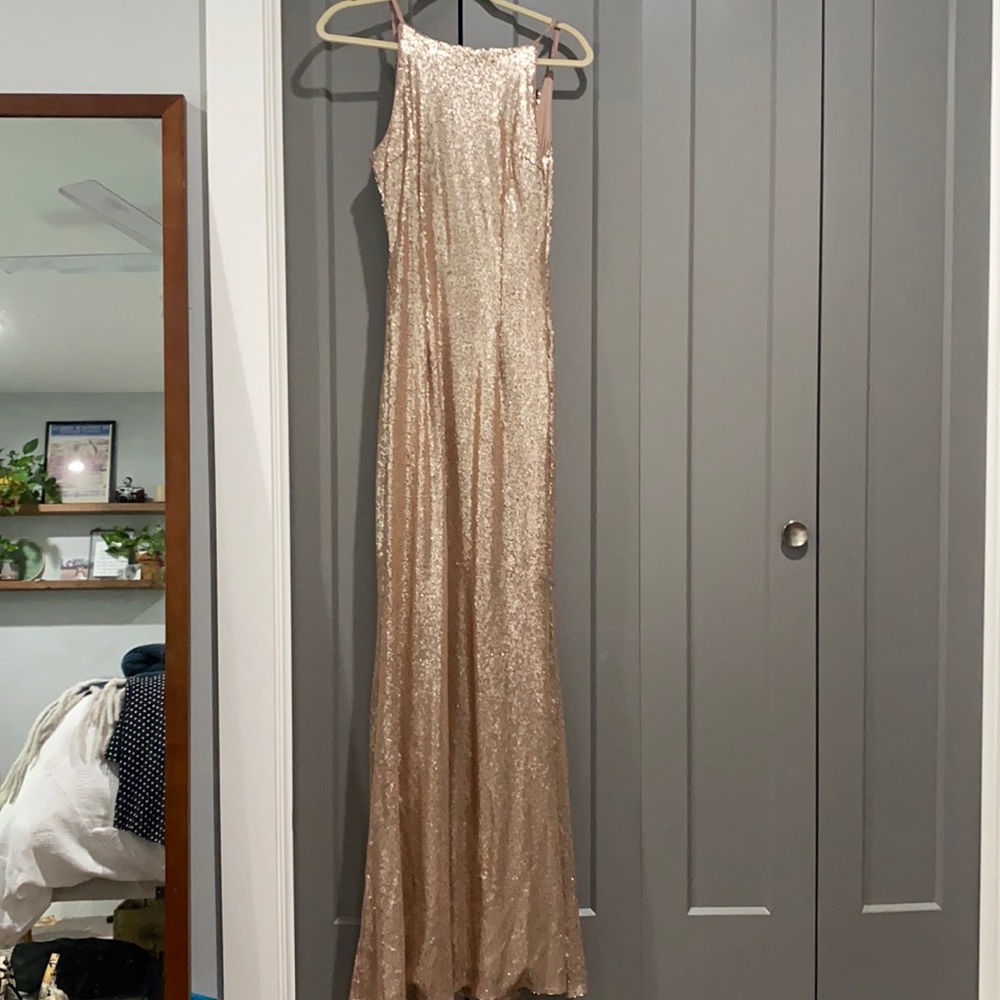 Chic Celebration Champagne Sequin Maxi Dress